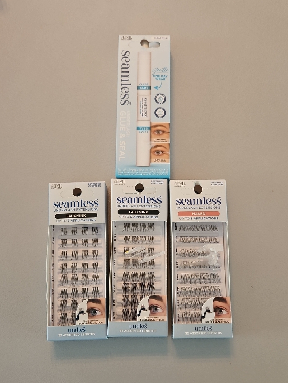 Ardell Seamless Lash Extensions Bundle Lot Of 3 with Glue — Black